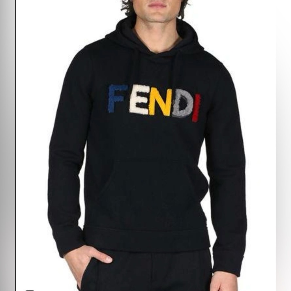 FENDI Roma 3D Plush Logo Hoodie Large size